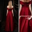 Fashion Burgundy Satin Dancing Prom Dresses 2021 A-Line / Princess Off-The-Shoulder Short Sleeve Beading Pearl Split Front Floor-Length / Long Ruffle Backless Formal Dresses