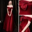 Fashion Burgundy Satin Dancing Prom Dresses 2021 A-Line / Princess Off-The-Shoulder Short Sleeve Beading Pearl Split Front Floor-Length / Long Ruffle Backless Formal Dresses