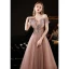 Elegant Champagne See-through Dancing Prom Dresses 2021 A-Line / Princess Off-The-Shoulder Short Sleeve Beading Glitter Tulle Floor-Length / Long Ruffle Backless Formal Dresses
