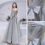 Bling Bling Grey Dancing Prom Dresses 2021 A-Line / Princess Strapless Sleeveless Beading Glitter Tulle Floor-Length / Long Ruffle Backless Formal Dresses