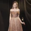 Marron Étoile Robe De Bal 2021 Princesse De l'épaule Manches Courtes Perlage Paillettes Train De Balayage Volants Dos Nu Robe De Ceremonie
