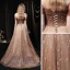 Marron Étoile Robe De Bal 2021 Princesse De l'épaule Manches Courtes Perlage Paillettes Train De Balayage Volants Dos Nu Robe De Ceremonie
