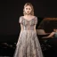 Fantaisie Multi-Couleurs Robe De Bal 2021 Princesse Transparentes De l'épaule Manches Courtes Perlage Glitter Floral Train De Balayage Volants Dos Nu Robe De Ceremonie