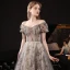 Fantaisie Multi-Couleurs Robe De Bal 2021 Princesse Transparentes De l'épaule Manches Courtes Perlage Glitter Floral Train De Balayage Volants Dos Nu Robe De Ceremonie