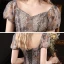 Fantaisie Multi-Couleurs Robe De Bal 2021 Princesse Transparentes De l'épaule Manches Courtes Perlage Glitter Floral Train De Balayage Volants Dos Nu Robe De Ceremonie