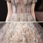 Fantaisie Multi-Couleurs Robe De Bal 2021 Princesse Transparentes De l'épaule Manches Courtes Perlage Glitter Floral Train De Balayage Volants Dos Nu Robe De Ceremonie