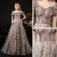 Fantaisie Multi-Couleurs Robe De Bal 2021 Princesse Transparentes De l'épaule Manches Courtes Perlage Glitter Floral Train De Balayage Volants Dos Nu Robe De Ceremonie