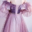 Fashion Grape Prom Dresses 2021 A-Line / Princess Off-The-Shoulder Long Sleeve Beading Sash Check Tulle Sweep Train Ruffle Backless Formal Dresses
