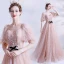 Victorian Style Pearl Pink Star Prom Dresses 2021 A-Line / Princess Square Neckline Puffy 1/2 Sleeves Beading Glitter Tulle Sweep Train Ruffle Backless Formal Dresses