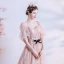 Victorian Style Pearl Pink Star Prom Dresses 2021 A-Line / Princess Square Neckline Puffy 1/2 Sleeves Beading Glitter Tulle Sweep Train Ruffle Backless Formal Dresses