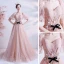 Victorian Style Pearl Pink Star Prom Dresses 2021 A-Line / Princess Square Neckline Puffy 1/2 Sleeves Beading Glitter Tulle Sweep Train Ruffle Backless Formal Dresses