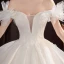 Affordable Ivory Outdoor / Garden Wedding Dresses 2021 Ball Gown Off-The-Shoulder Short Sleeve Backless Appliques Lace Beading Glitter Tulle Floor-Length / Long Ruffle