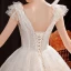 Abordable Ivoire Robe De Mariée 2021 Robe Boule Transparentes Col v profond Sans Manches Dos Nu Perlage Glitter Tulle Longue Volants