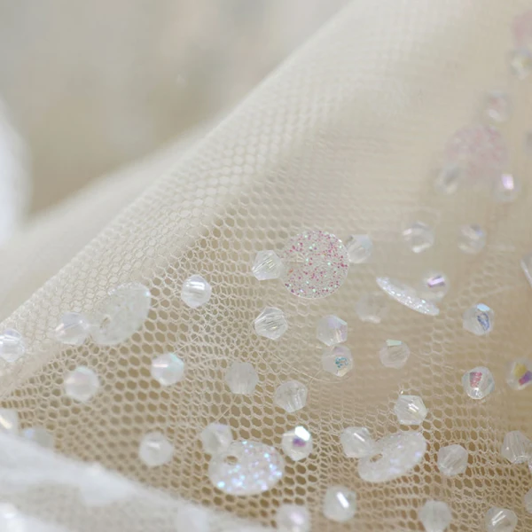 Abordable Ivoire Robe De Mariée 2021 Robe Boule Transparentes Col v profond Sans Manches Dos Nu Perlage Glitter Tulle Longue Volants