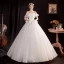 Affordable White Organza Outdoor / Garden Wedding Dresses 2021 Ball Gown Off-The-Shoulder Short Sleeve Backless Glitter Tulle Floor-Length / Long Ruffle