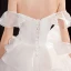 Affordable White Organza Outdoor / Garden Wedding Dresses 2021 Ball Gown Off-The-Shoulder Short Sleeve Backless Glitter Tulle Floor-Length / Long Ruffle