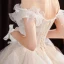 Affordable Champagne Outdoor / Garden Wedding Dresses 2021 Ball Gown Off-The-Shoulder Short Sleeve Backless Beading Glitter Tulle Floor-Length / Long Ruffle