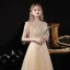 Chic / Belle Champagne Dansant Robe De Bal 2021 Princesse V-Cou Sans Manches Perlage Paillettes Glitter Tulle Longue Volants Dos Nu Robe De Ceremonie
