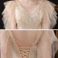 Chic / Belle Champagne Dansant Robe De Bal 2021 Princesse V-Cou Sans Manches Perlage Paillettes Glitter Tulle Longue Volants Dos Nu Robe De Ceremonie