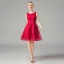 Chic / Beautiful Red Lace Homecoming Graduation Dresses 2021 A-Line / Princess Short Sleeve Square Neckline Short Ruffle Formal Dresses