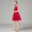 Chic / Beautiful Red Lace Homecoming Graduation Dresses 2021 A-Line / Princess Short Sleeve Square Neckline Short Ruffle Formal Dresses
