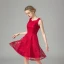 Chic / Beautiful Red Lace Homecoming Graduation Dresses 2021 A-Line / Princess Short Sleeve Square Neckline Short Ruffle Formal Dresses