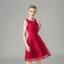 Chic / Beautiful Red Lace Homecoming Graduation Dresses 2021 A-Line / Princess Short Sleeve Square Neckline Short Ruffle Formal Dresses
