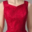 Chic / Beautiful Red Lace Homecoming Graduation Dresses 2021 A-Line / Princess Short Sleeve Square Neckline Short Ruffle Formal Dresses