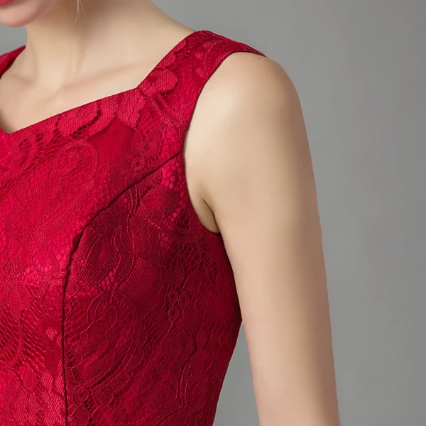 Chic / Beautiful Red Lace Homecoming Graduation Dresses 2021 A-Line / Princess Short Sleeve Square Neckline Short Ruffle Formal Dresses
