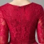 Affordable Burgundy Lace Homecoming Graduation Dresses 2021 A-Line / Princess Scoop Neck Sleeveless Bow Sash Tea-length Ruffle Formal Dresses