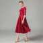 Affordable Burgundy Lace Homecoming Graduation Dresses 2021 A-Line / Princess Scoop Neck Sleeveless Bow Sash Tea-length Ruffle Formal Dresses