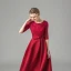 Affordable Burgundy Lace Homecoming Graduation Dresses 2021 A-Line / Princess Scoop Neck Sleeveless Bow Sash Tea-length Ruffle Formal Dresses
