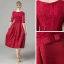 Affordable Burgundy Lace Homecoming Graduation Dresses 2021 A-Line / Princess Scoop Neck Sleeveless Bow Sash Tea-length Ruffle Formal Dresses