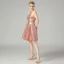 Glitzernden Rose Gold Pailletten Partykleider 2021 A Linie Neckholder Ärmellos Kurze Rüschen Rückenfreies Festliche Kleider