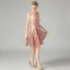 Glitzernden Rose Gold Pailletten Partykleider 2021 A Linie Neckholder Ärmellos Kurze Rüschen Rückenfreies Festliche Kleider