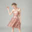 Glitzernden Rose Gold Pailletten Partykleider 2021 A Linie Neckholder Ärmellos Kurze Rüschen Rückenfreies Festliche Kleider