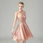 Glitzernden Rose Gold Pailletten Partykleider 2021 A Linie Neckholder Ärmellos Kurze Rüschen Rückenfreies Festliche Kleider