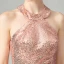 Glitzernden Rose Gold Pailletten Partykleider 2021 A Linie Neckholder Ärmellos Kurze Rüschen Rückenfreies Festliche Kleider