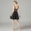 Fashion Black Lace Party Dresses 2021 A-Line / Princess Deep V-Neck Sleeveless Short Ruffle Backless Formal Dresses