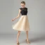 Two Tone Black Champagne See-through Homecoming Graduation Dresses 2021 A-Line / Princess Scoop Neck Sleeveless Knee-Length Ruffle Formal Dresses