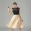 Two Tone Black Champagne See-through Homecoming Graduation Dresses 2021 A-Line / Princess Scoop Neck Sleeveless Knee-Length Ruffle Formal Dresses