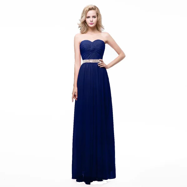 Enkel Rød Chiffon Selskapskjoler 2018 Empire Kjæreste Uten Ermer Rhinestone Sash Lange Buste Ryggløse Formelle Kjoler