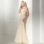 Chic / Belle Champagne Dentelle Robe De Soirée 2020 Trompette / Sirène Bretelles Spaghetti Sans Manches Paillettes Noeud Ceinture Longue Volants Dos Nu Robe De Ceremonie