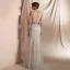Haut de Gamme Champagne Robe De Soirée 2020 Trompette / Sirène Col v profond Sans Manches Paillettes Perlage Longue Volants Dos Nu Robe De Ceremonie