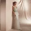 Haut de Gamme Champagne Robe De Soirée 2020 Trompette / Sirène Col v profond Sans Manches Paillettes Perlage Longue Volants Dos Nu Robe De Ceremonie