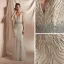 Haut de Gamme Champagne Robe De Soirée 2020 Trompette / Sirène Col v profond Sans Manches Paillettes Perlage Longue Volants Dos Nu Robe De Ceremonie