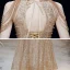 Sparkly Gold Evening Dresses  2020 A-Line / Princess Scoop Neck Sleeveless Beading Glitter Tulle Sash Floor-Length / Long Ruffle Backless Formal Dresses