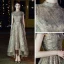 Haute Basse Gris Doré Dansant Robe De Bal 2020 Princesse Col Haut Manches Courtes Appliques En Dentelle Perlage Glitter Tulle Ceinture Asymétrique Volants Dos Nu Robe De Ceremonie
