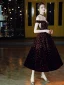 Chic / Belle Bordeaux Velour Robe De Bal 2020 Princesse De l'épaule Manches Courtes Faux Diamant Thé Longueur Volants Dos Nu Robe De Ceremonie