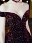 Chic / Belle Bordeaux Velour Robe De Bal 2020 Princesse De l'épaule Manches Courtes Faux Diamant Thé Longueur Volants Dos Nu Robe De Ceremonie